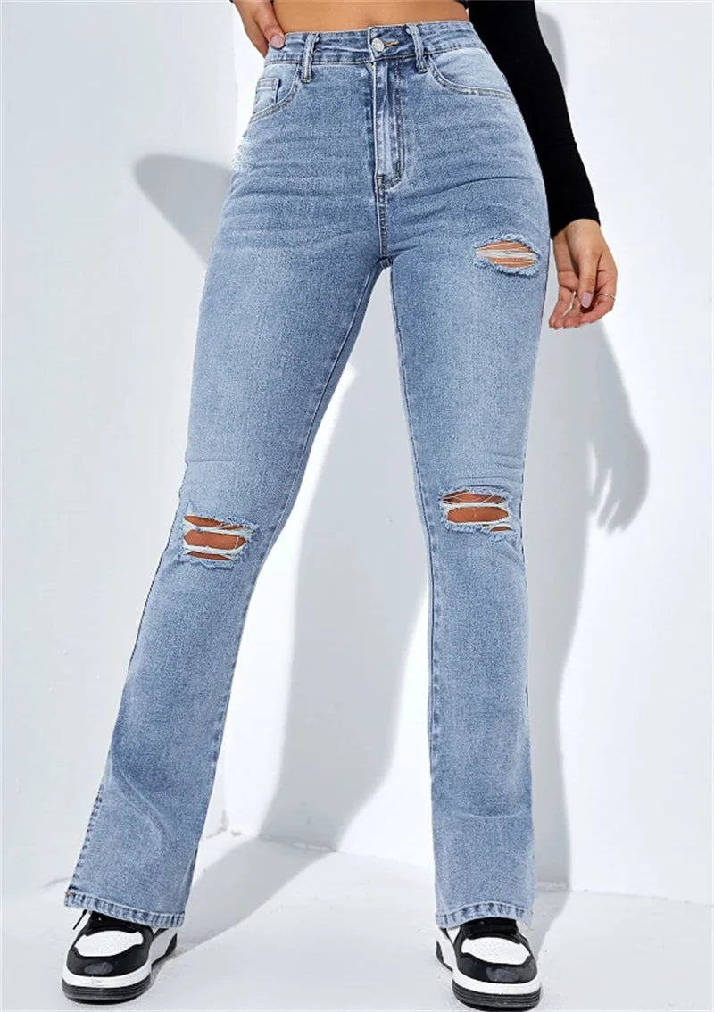 High-Waist Ripped Jeans Damen – Streetstyle trifft Eleganz